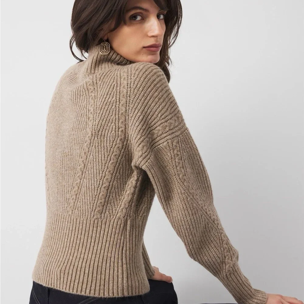 White House black market Women's Tan Cable Knit Sweater medium new - Picture 4 of 7